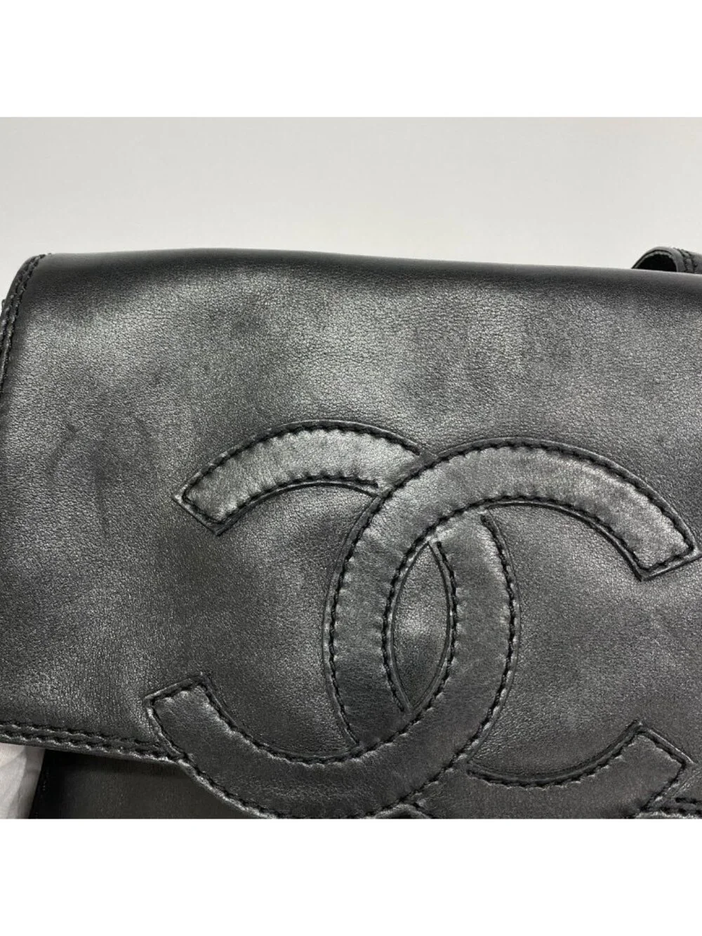 Chanel Shoulder Bag Lambskin Black Gold